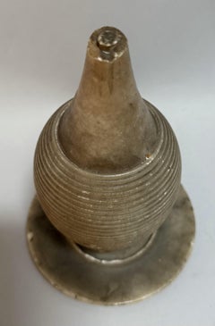 20th Century Sculptural Ribbed Stone Object with Matching Plate