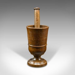 Antiker gedrechselter Mortar und Stößel, englisch, Eibenholz, dekorativer Baum, viktorianisch