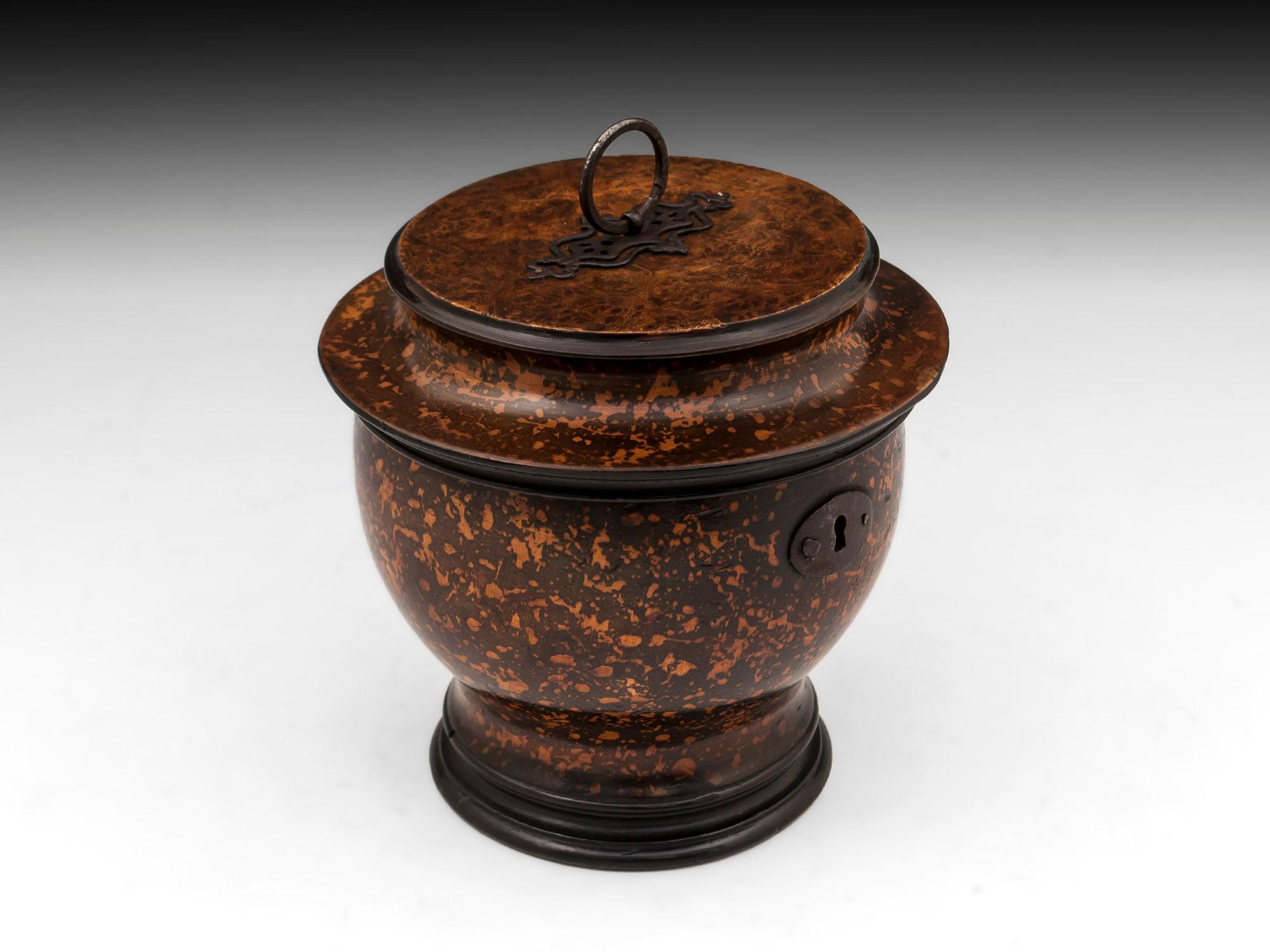 British Antique Urn Shaped Mottled Tea Caddy Early 19th Century