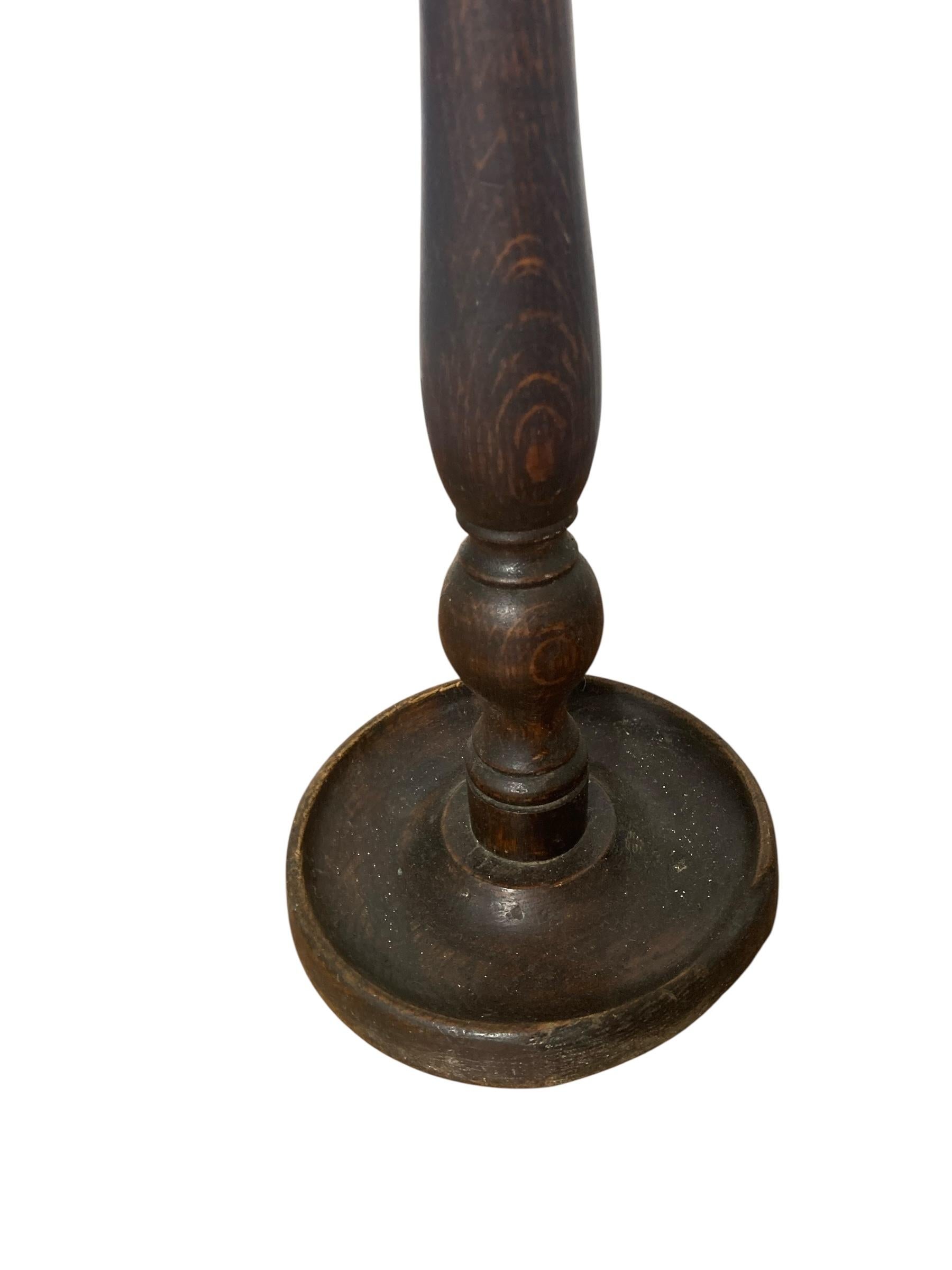 Turned Antique turned wooden candle holder Circa 1800's For Sale
