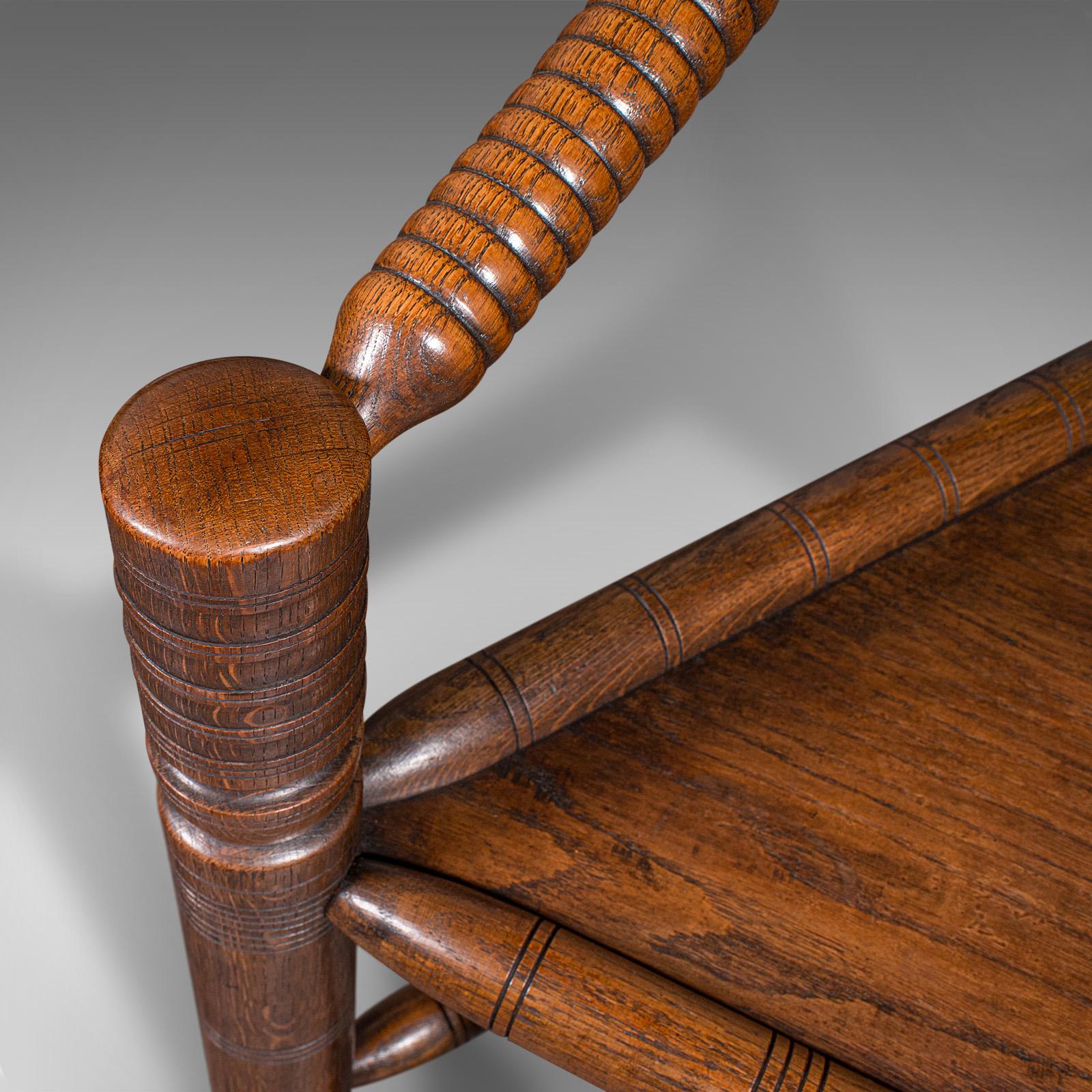 Antique Turner's Chair, English, Beech, Oak, Elbow Seat, Old Saxon, Victorian For Sale 4