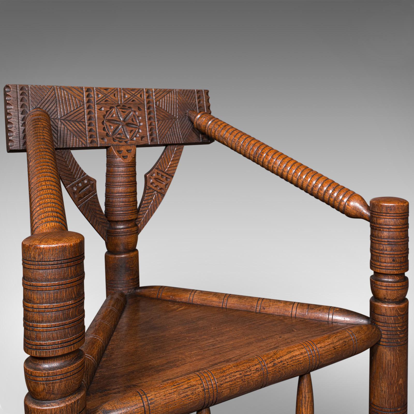 Antique Turner's Chair, English, Beech, Oak, Elbow Seat, Old Saxon, Victorian For Sale 5