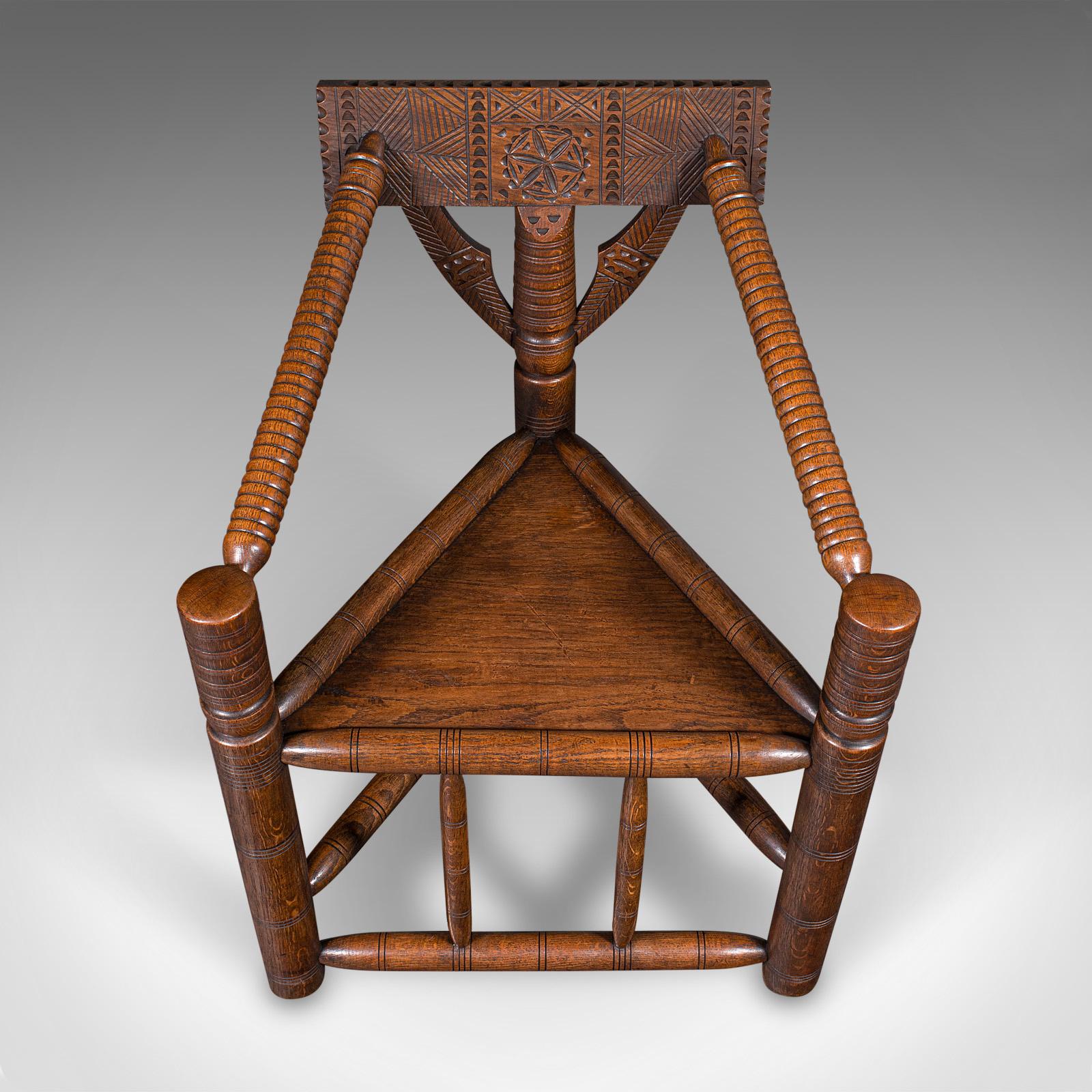Antique Turner's Chair, English, Beech, Oak, Elbow Seat, Old Saxon, Victorian For Sale 1