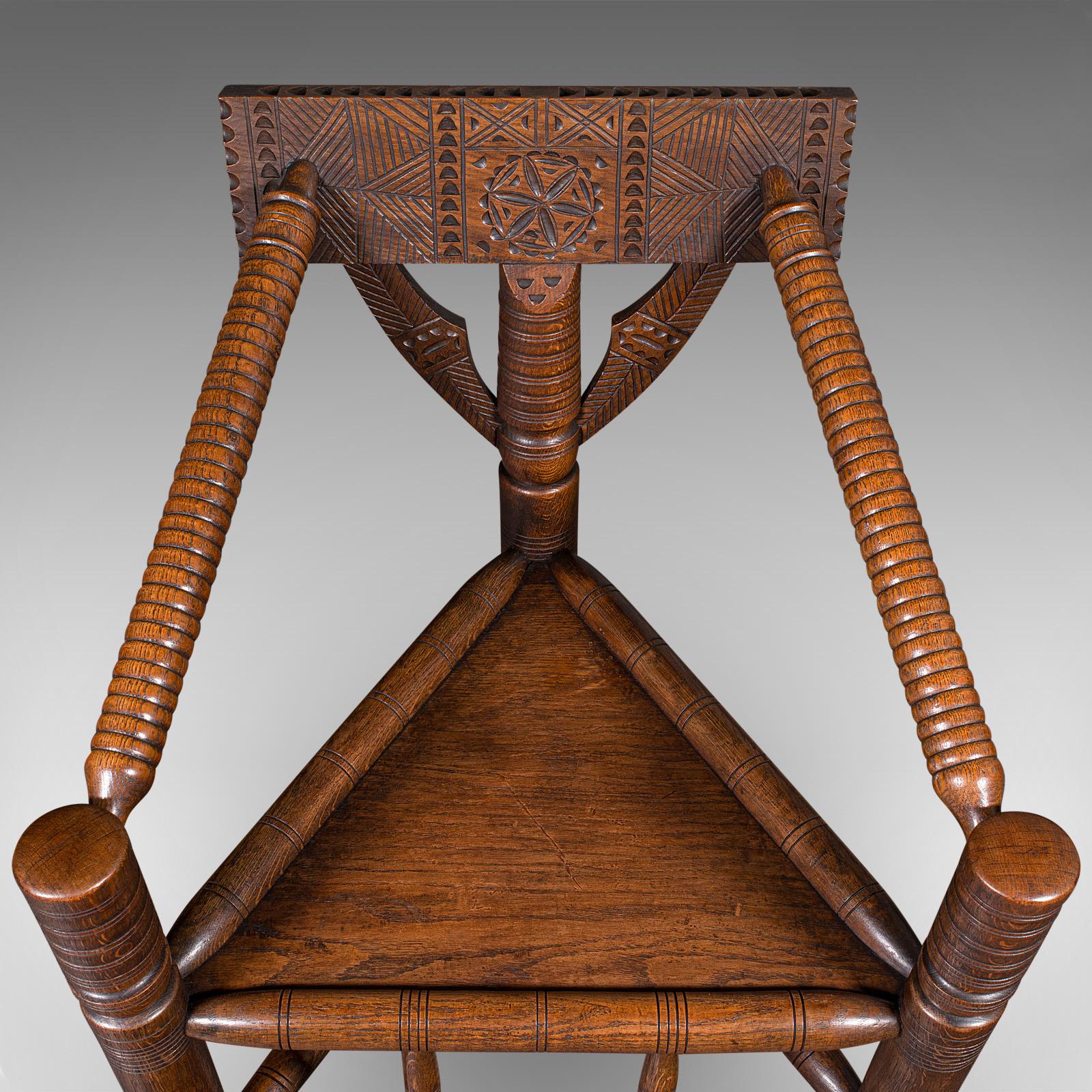 Antique Turner's Chair, English, Beech, Oak, Elbow Seat, Old Saxon, Victorian For Sale 2