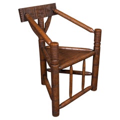 Antique Turner's Chair, English, Beech, Oak, Elbow Seat, Old Saxon, Victorian