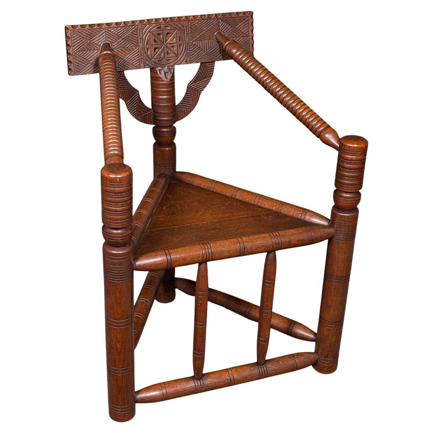Antique Turner
s Chair, English, Oak, Old Saxon, Elbow Seat, Victorian, C.1900