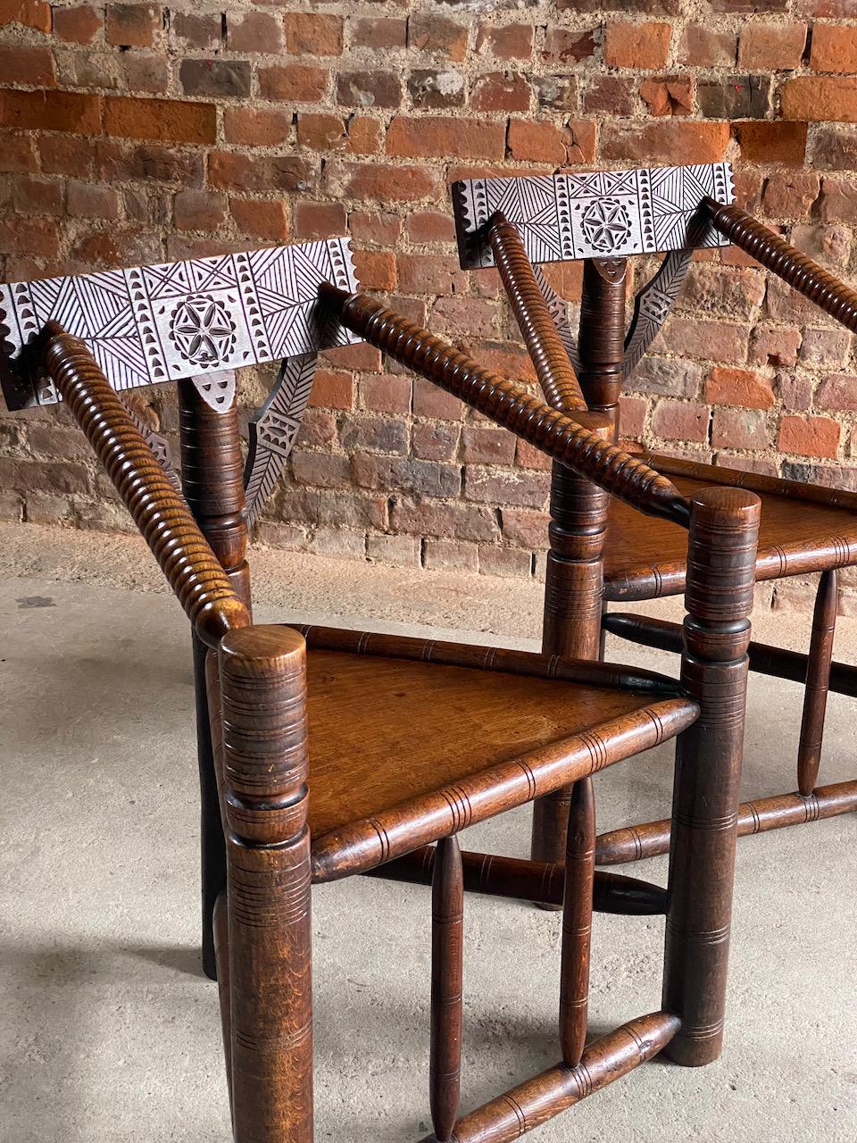 Oak Antique Turner’s Chairs Set of Four, 19th Century, England, Circa 1894 For Sale