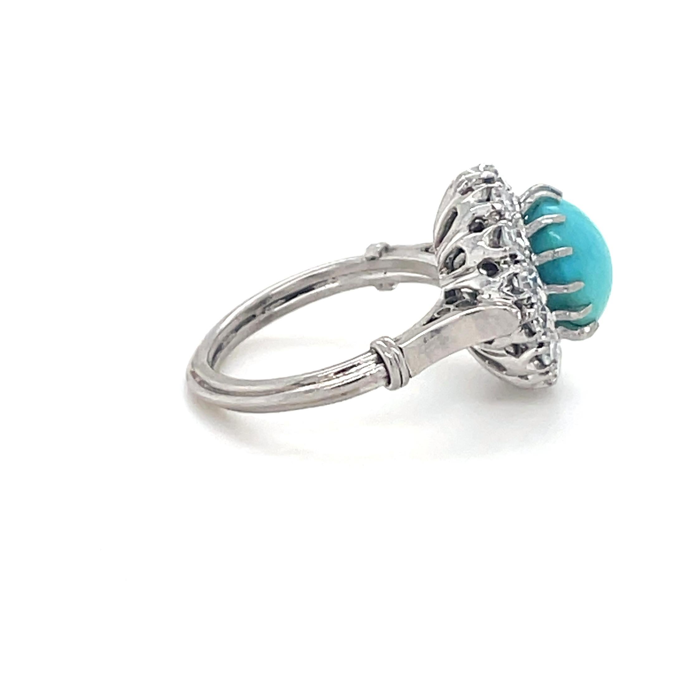 Antiker, Türkis- und Diamant-Cluster-Ring (Spätviktorianisch) im Angebot