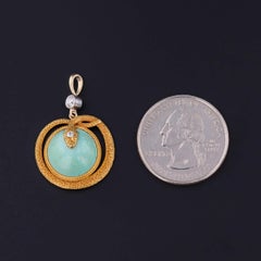 Antique Turquoise and Diamond Snake Pendant of 14k Gold