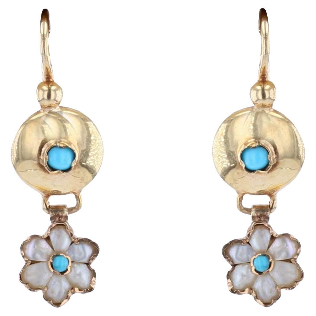 French Turquoise Gold Earrings at 1stDibs
