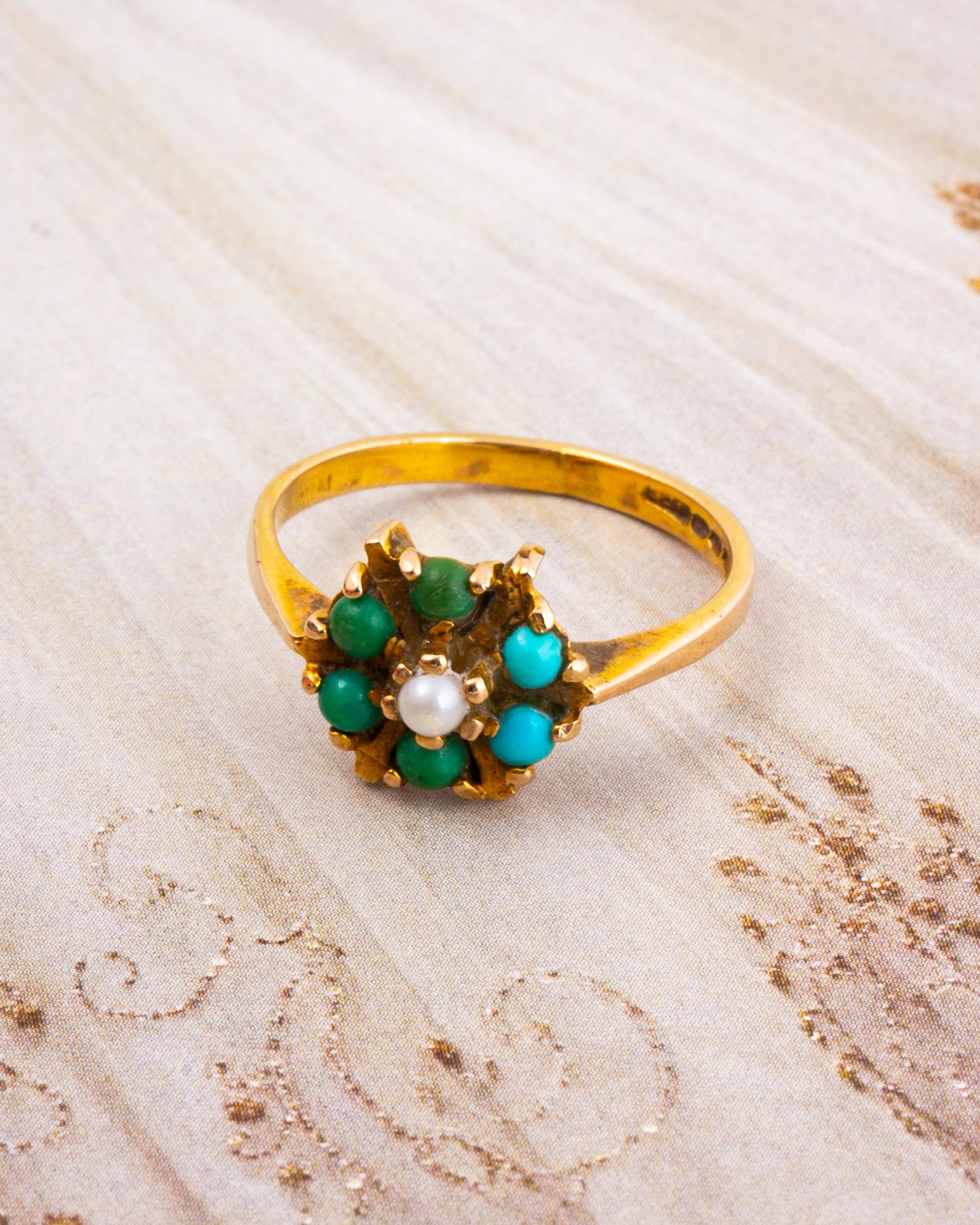 turquoise and pearl ring