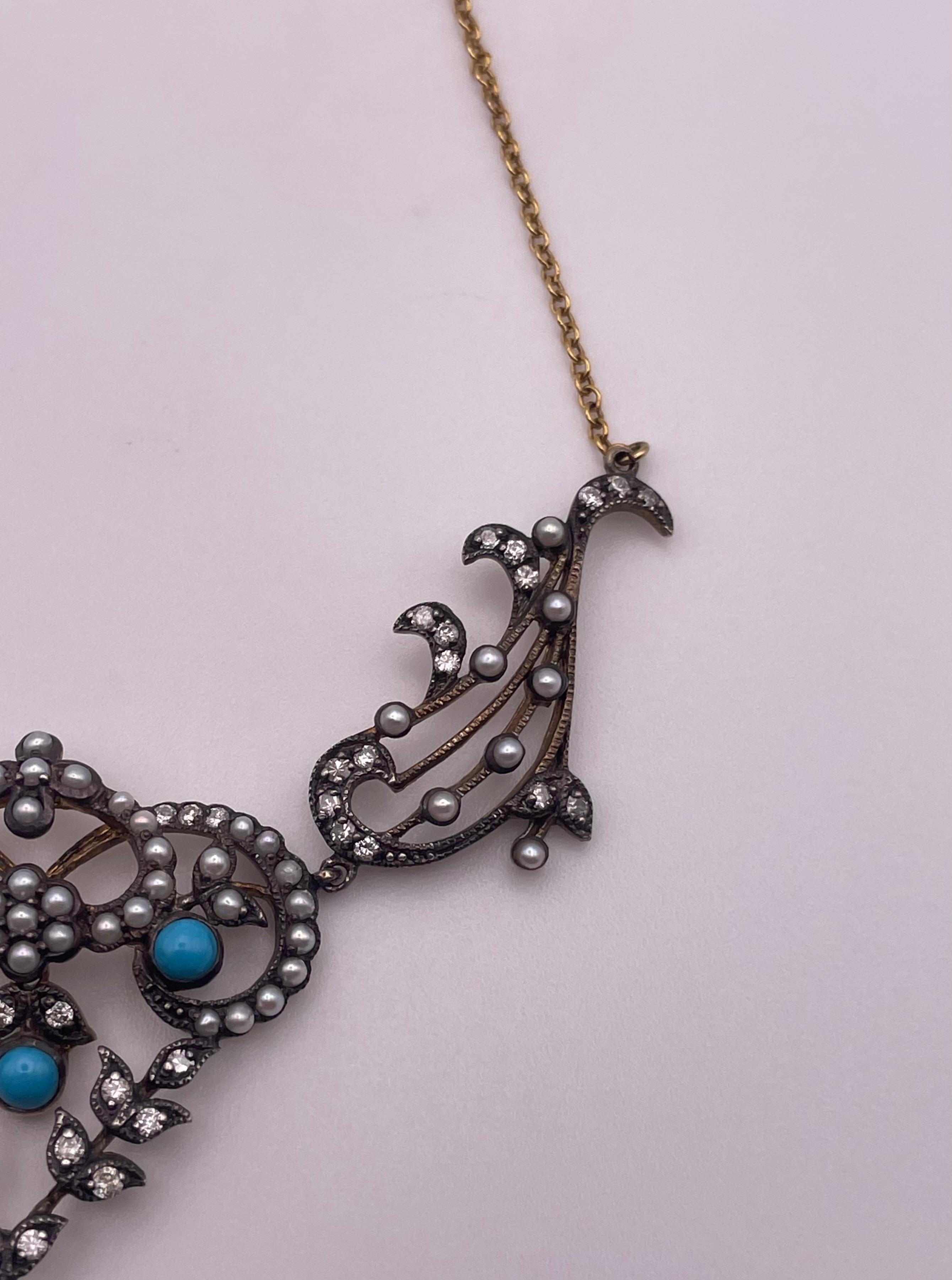 Turquoise ancienne et perles de rocaille Pour femmes en vente