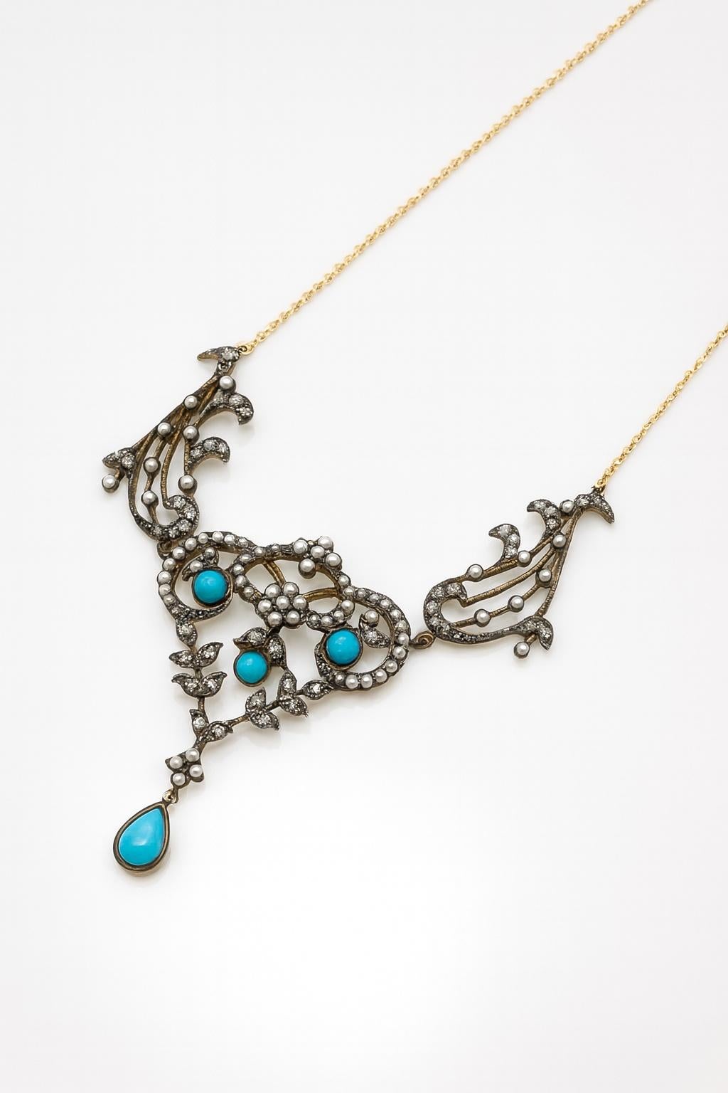 Turquoise ancienne et perles de rocaille Pour femmes en vente