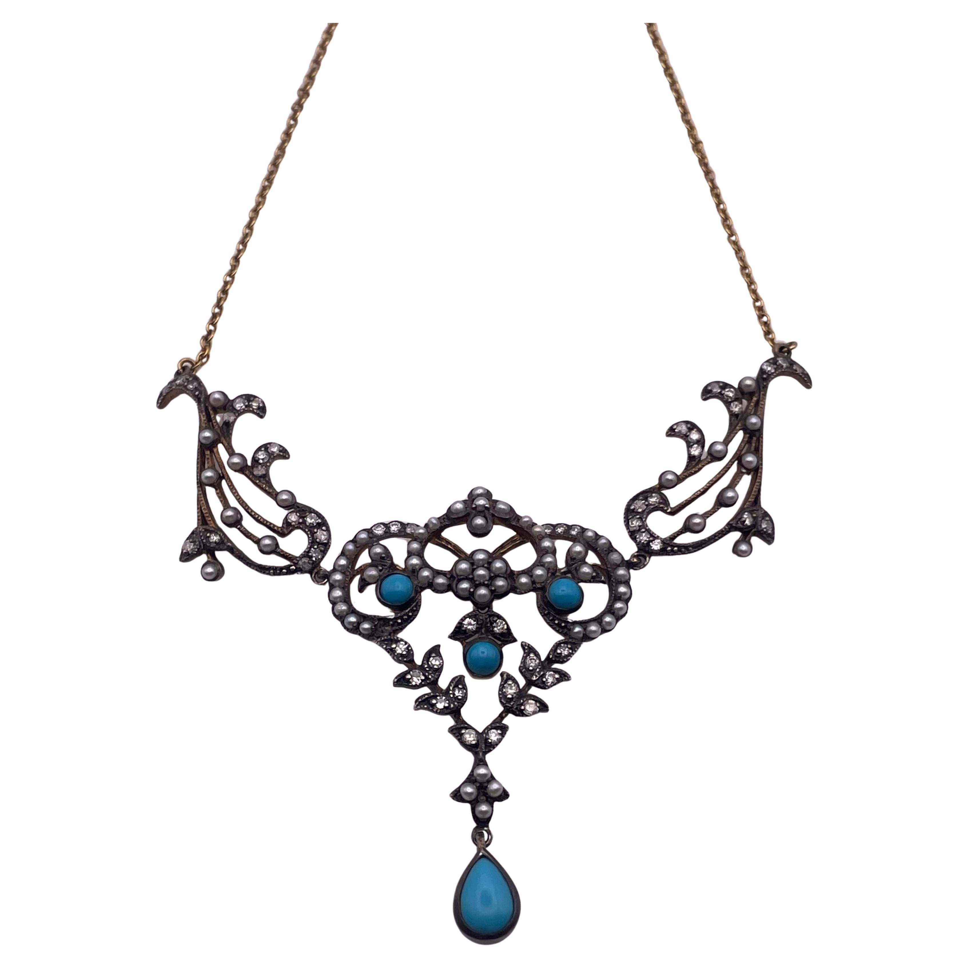 Turquoise ancienne et perles de rocaille en vente
