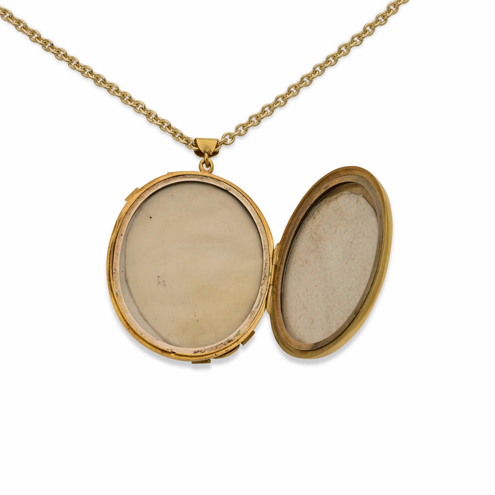 Cabochon Antique Turquoise and Seed Pearl Pendant Locket For Sale