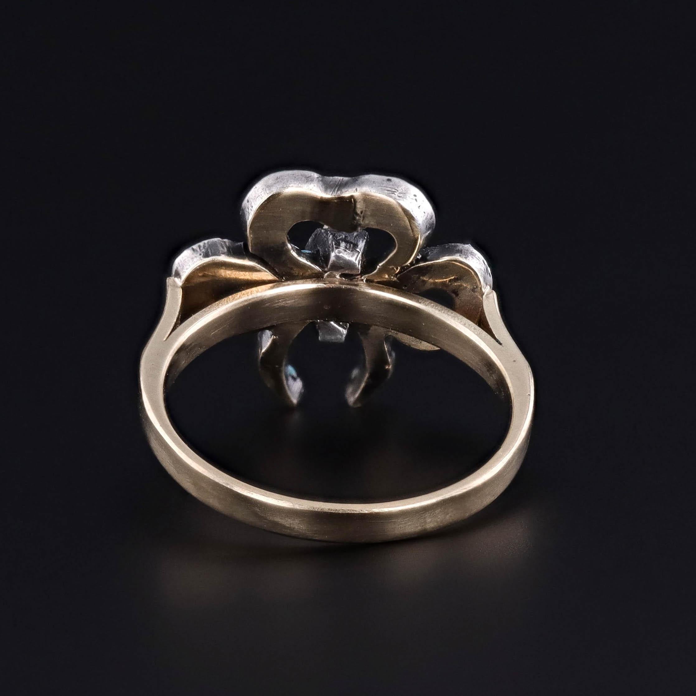 Bague ancienne en or 14k et argent avec nœud en turquoise Bon état - En vente à Lewisburg, PA