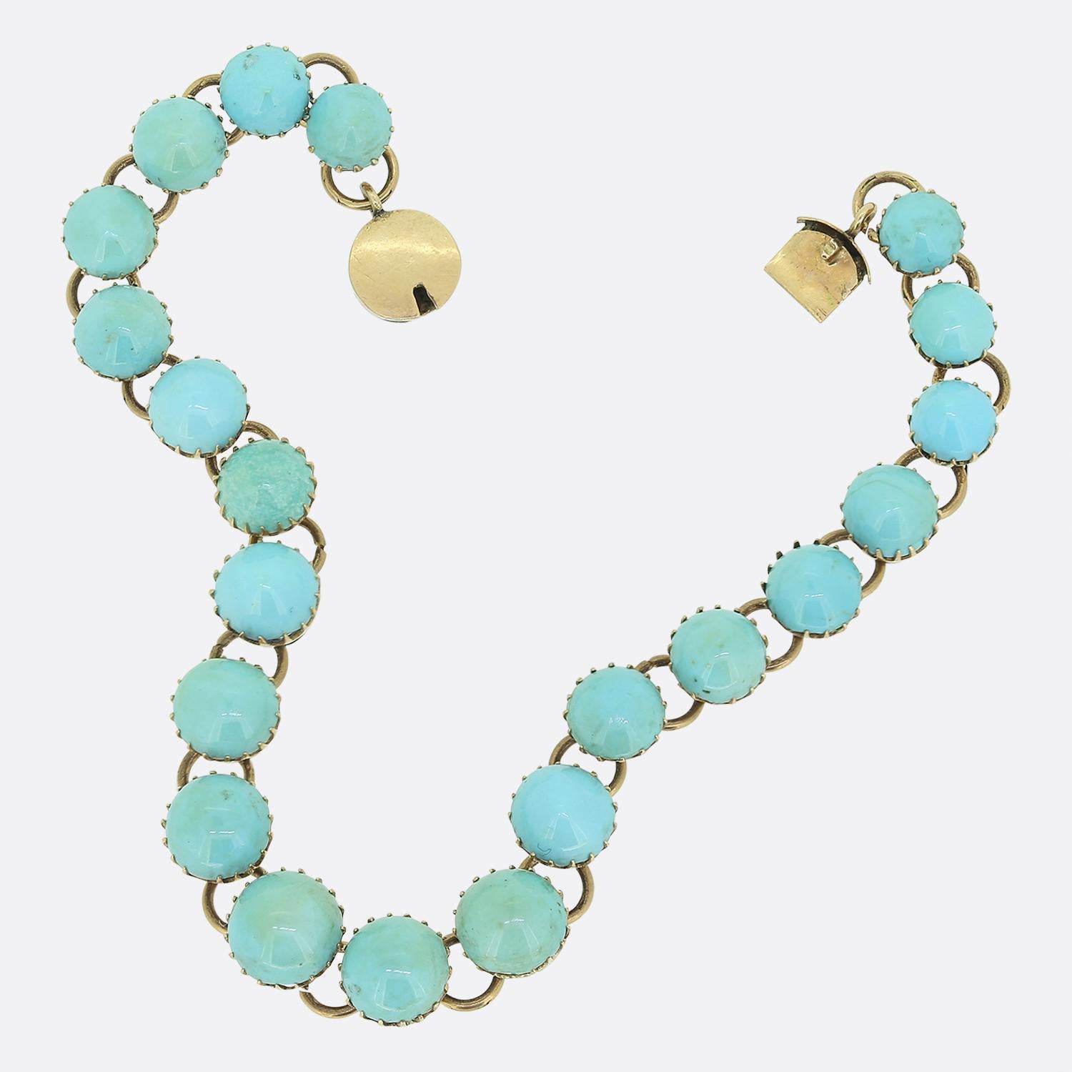 Round Cut Antique Turquoise Bracelet