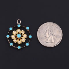 Antique Turquoise Conversion Pendant of 15ct Gold