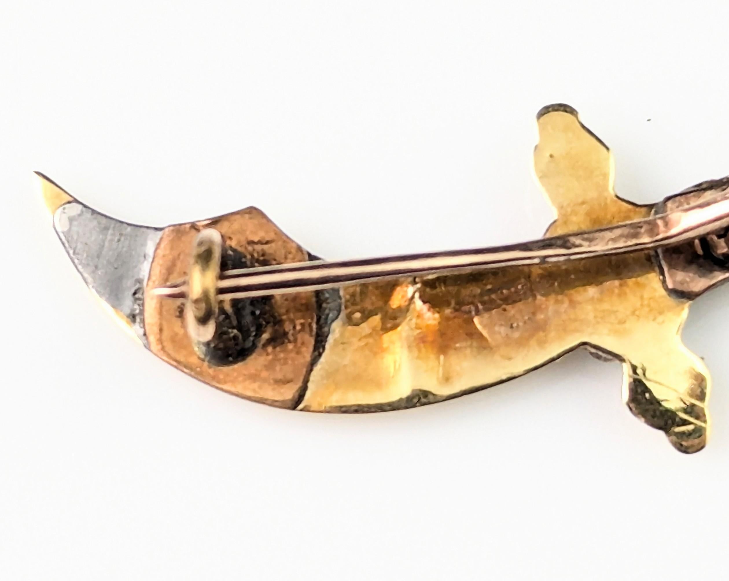 Antique Turquoise dagger brooch, 9k gold For Sale 2