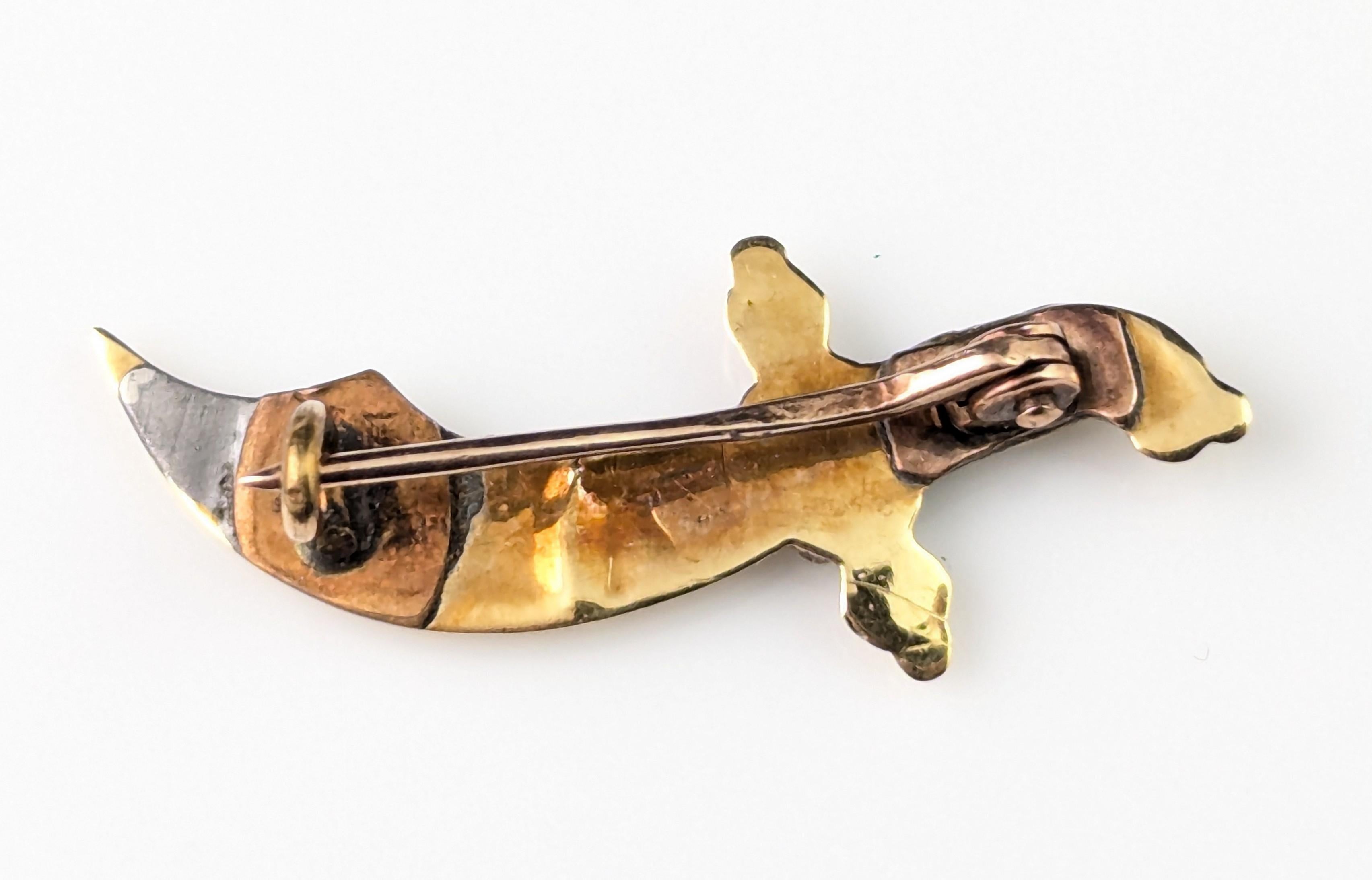 Antique Turquoise dagger brooch, 9k gold For Sale 3