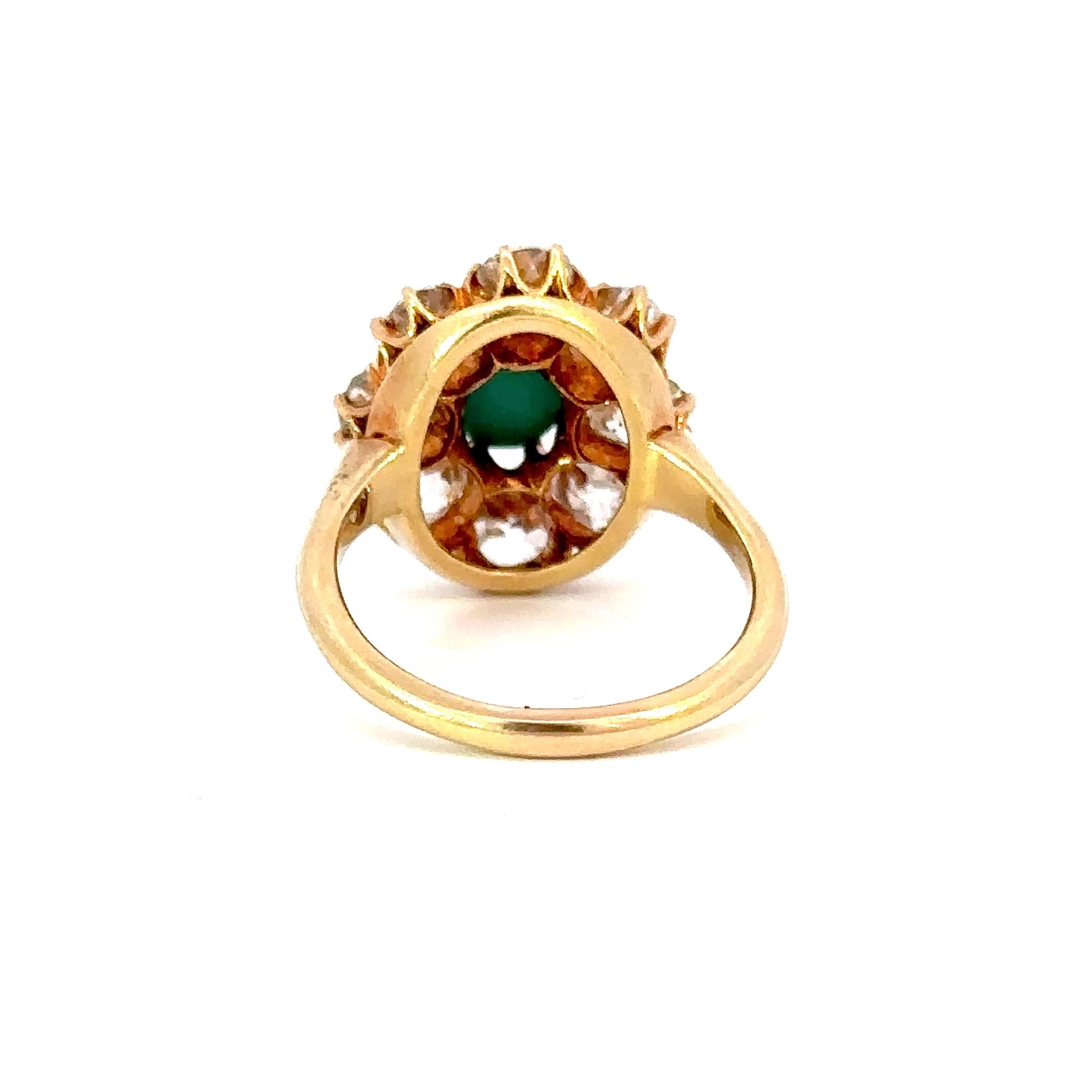 Tardo vittoriano Anello antico con turchese e diamanti in oro 18 carati, 1890 ca. in vendita