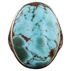 Bague ancienne en or 12k avec dôme en turquoise