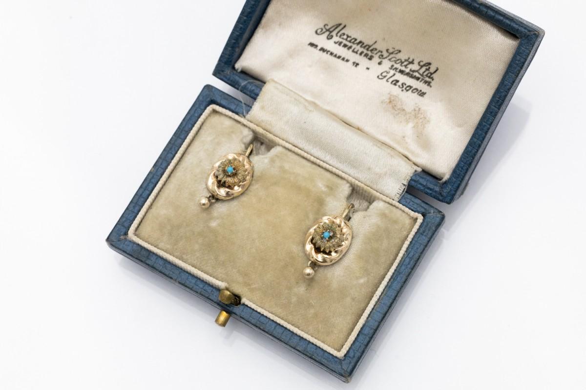 Antike Türkis-Ohrringe, Österreich-Ungarisch, ca. 1870. (Viktorianisch) im Angebot