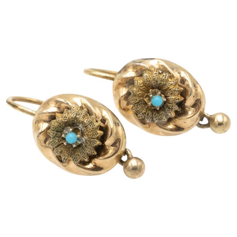 Antique turquoise earrings, Austria-Hungary, ca. 1870.