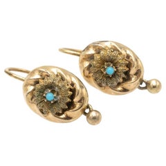 Antique turquoise earrings, Austria-Hungary, ca. 1870.