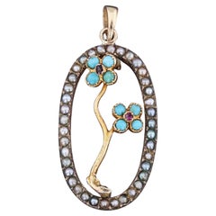 Pendentif ancien Forget-Me-Not Conversion en or 14 carats