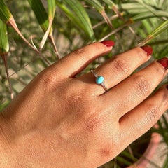 Dainty Birthstone Stacking Turquoise & Cubic Zirconia Ring in 925 Sterling Silve