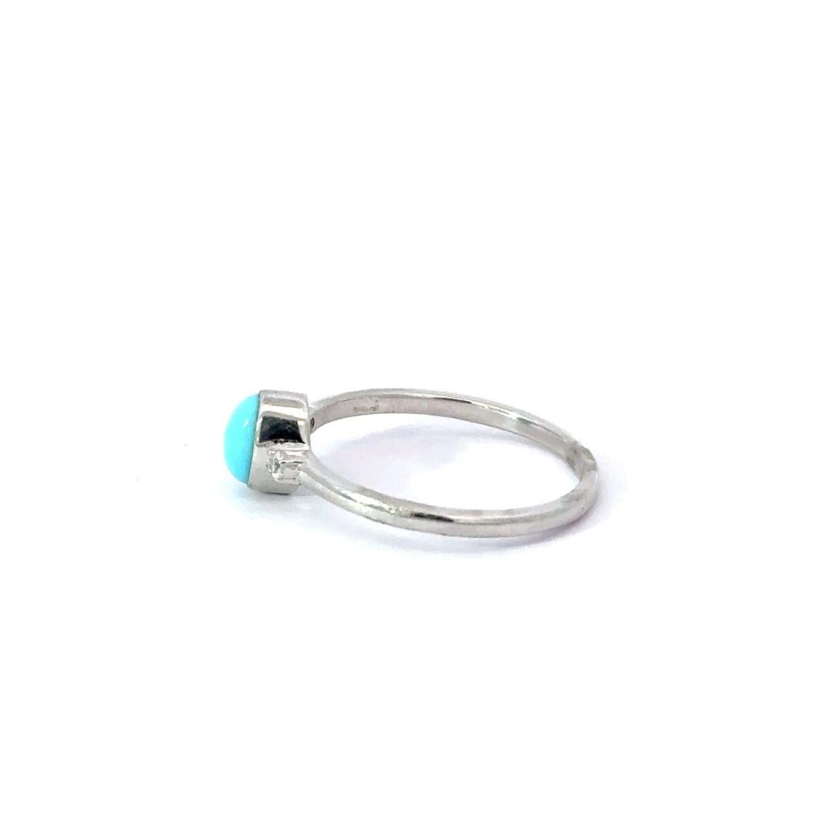 For Sale:  Dainty Birthstone Stacking Turquoise & Cubic Zirconia Ring in 925 Sterling Silve 3