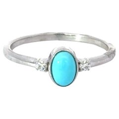 Bague ancienne en argent avec turquoise et zirconia pour le jour de la mère