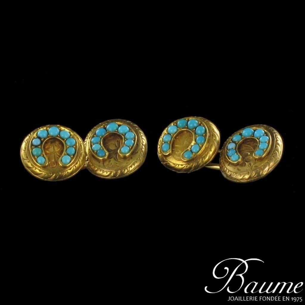 Antique Turquoise Gold Cufflinks 9