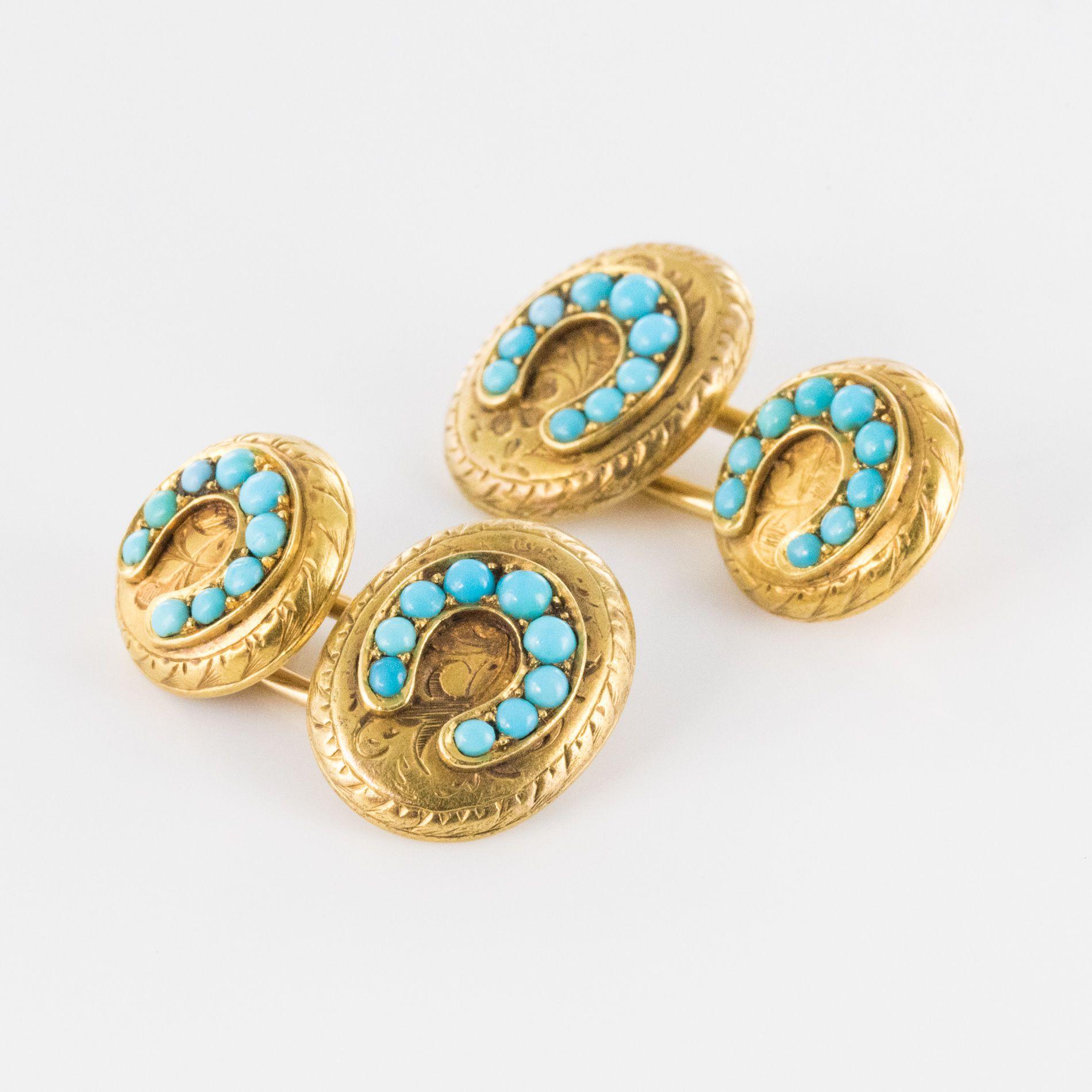 Antique Turquoise Gold Cufflinks 1