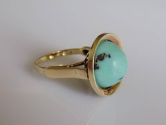 Antique Turquoise Gold Dome Solitaire Ring