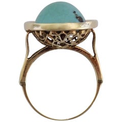 Antique Turquoise Gold Dome Solitaire Ring