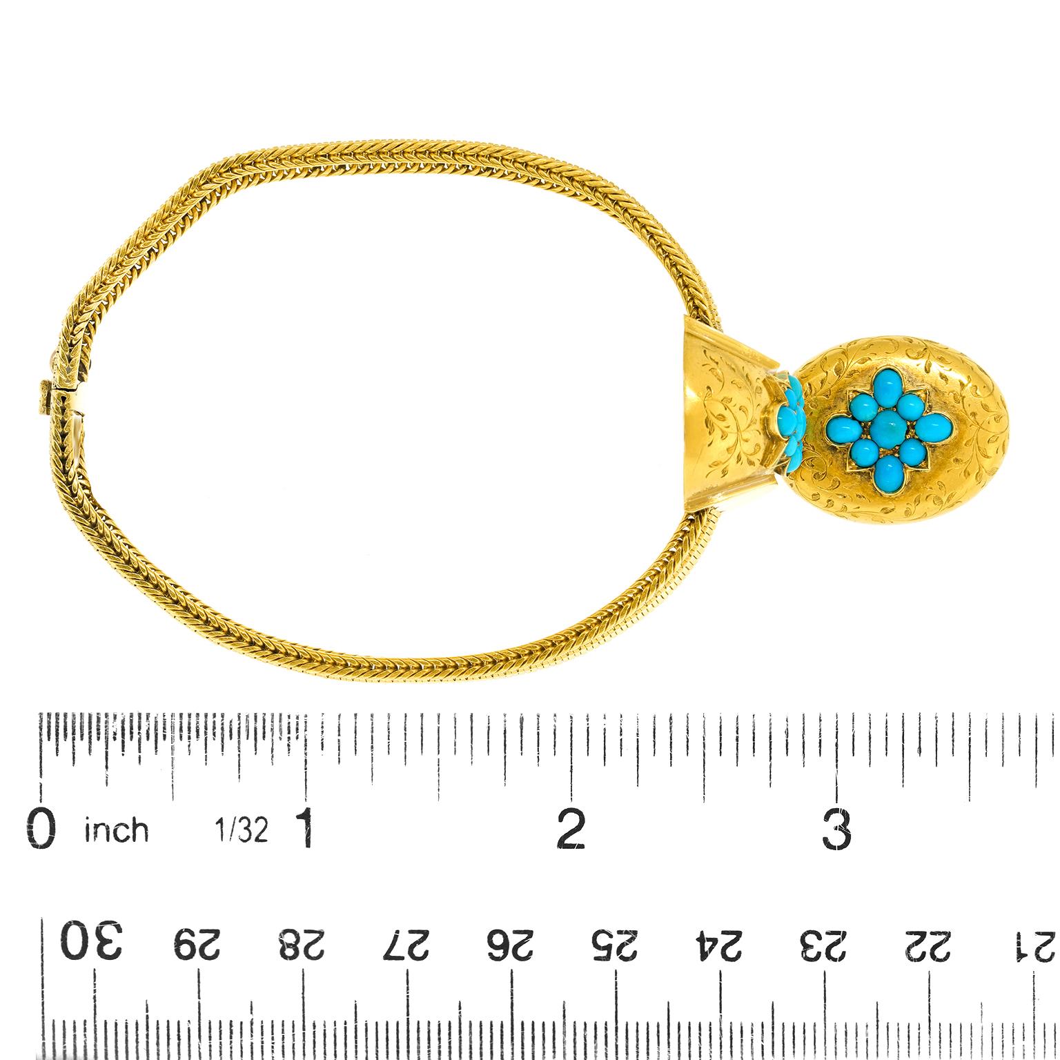 Bracciale antico con medaglione in turchese in vendita 1