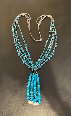 Collier de Turquoise Antique Native American Indian Santo Domingo Pueblo Heishi