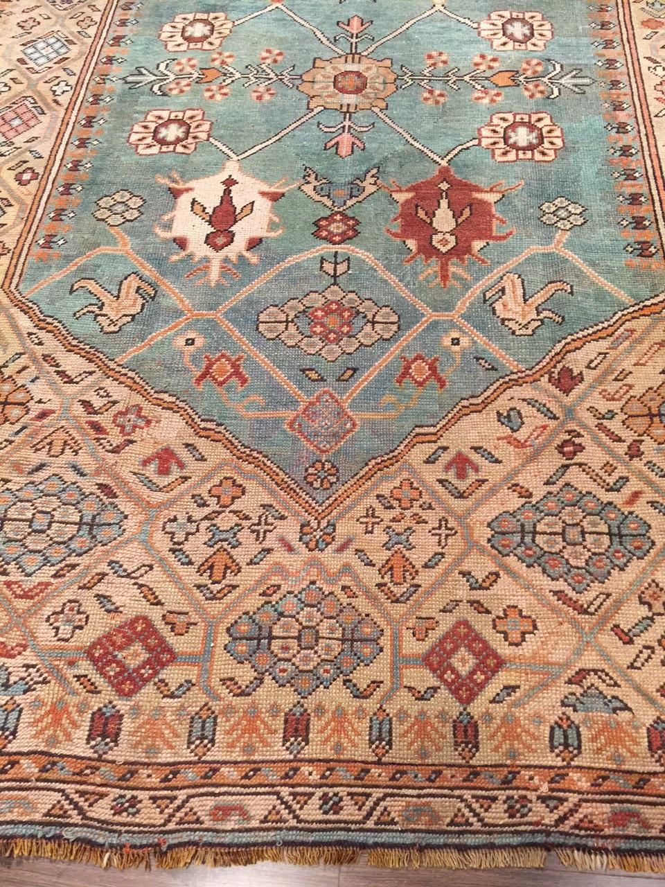 Wool Antique Turquoise Oushak Rug  8'6 x 12'5 For Sale