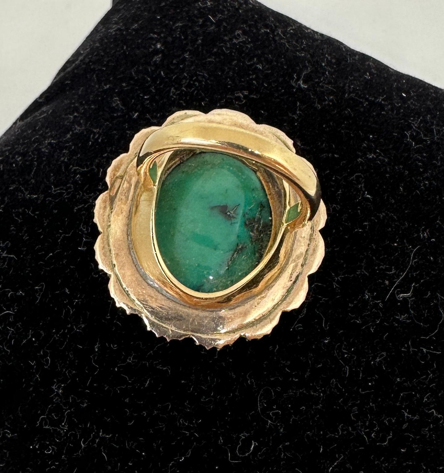 Antique Turquoise Pearl Ring Victorian Cocktail Ring 14 Karat Gold For Sale 5