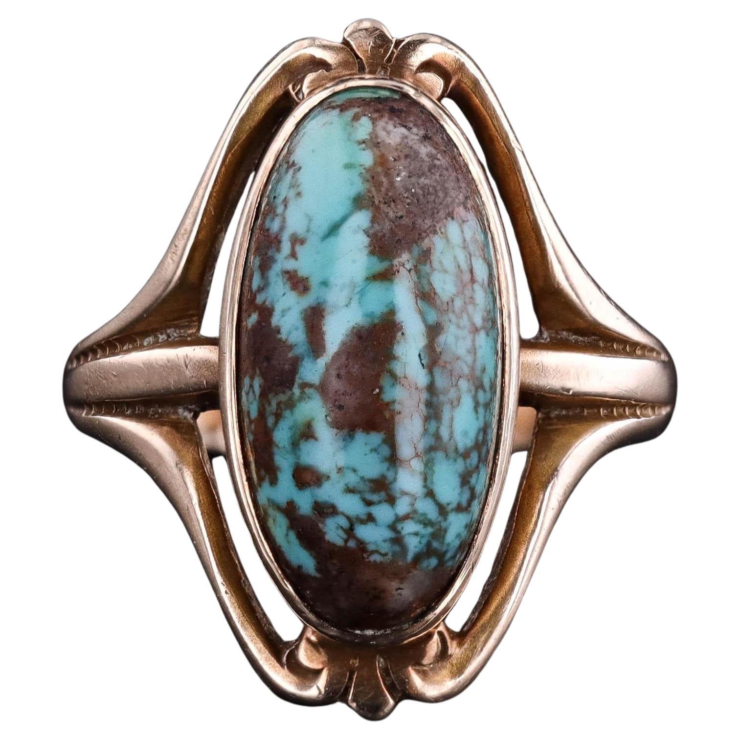 Anillo Antiguo de Turquesa de Oro de 10k en venta