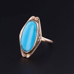Antique Blue Turquoise Ring of 9k Gold, Circa 1920s