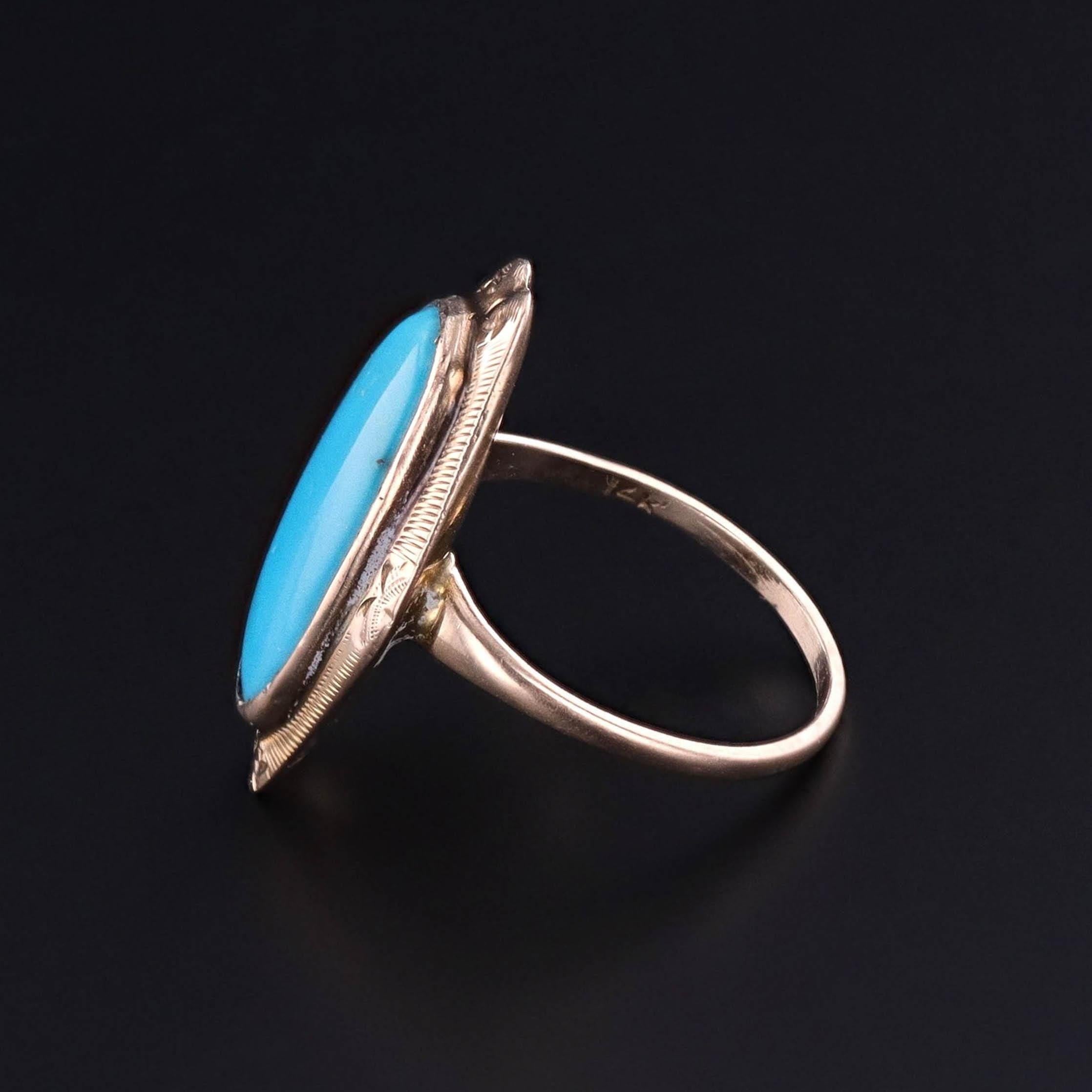 Art Deco Antique Turquoise Ring of 9ct Gold For Sale