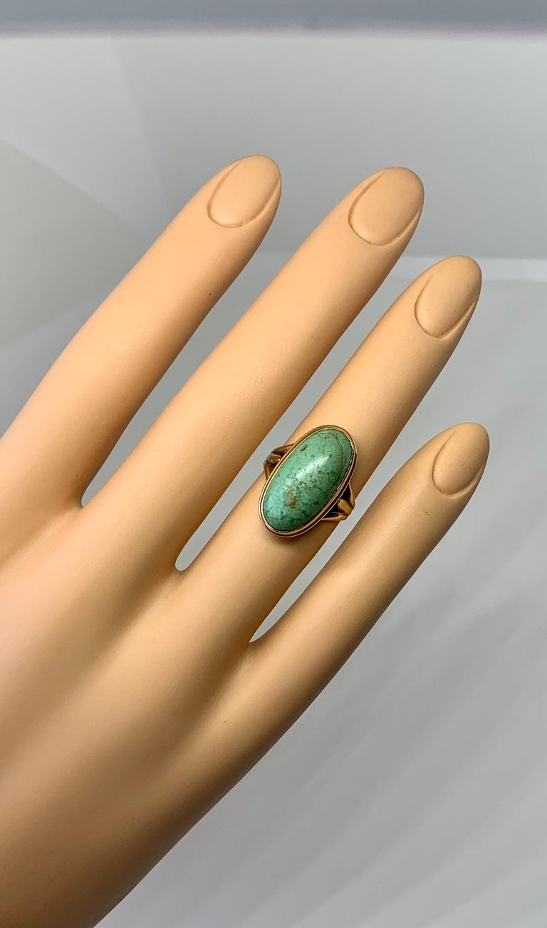 Antique Turquoise Ring Retro Mid Century Cocktail Ring Gold For Sale at ...