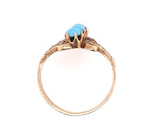 Victorian Turquoise Ring Seed Pearls 3 Stone Original 1860's -1880's Antique 14K
