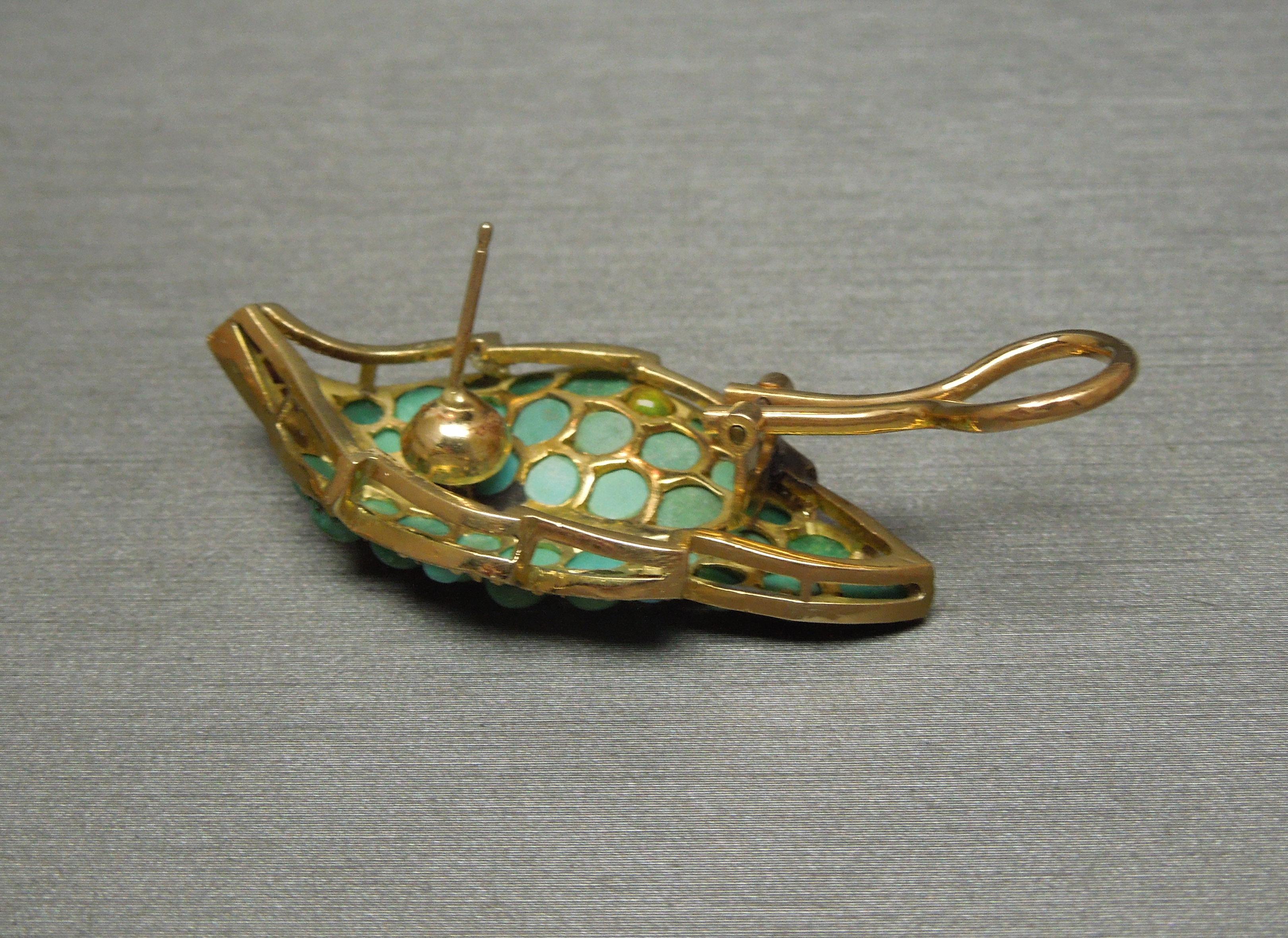 Antike Türkis- und Rubin-Ohrringe im Zustand „Gut“ im Angebot in METAIRIE, LA