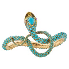 Antique Turquoise Snake Bangle Bracelet