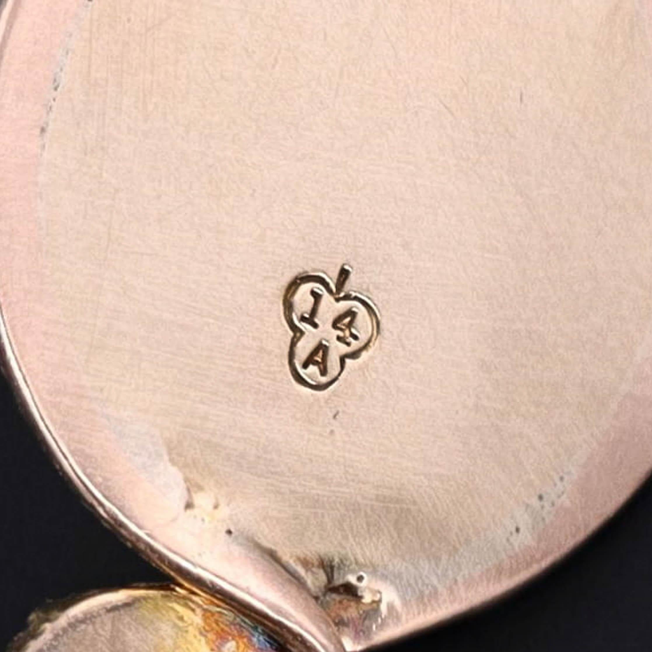 Cabochon Antique Turquoise Snake Charm of 14k Gold