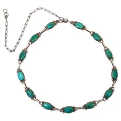 Antique Turquoise Sterling Silver Choker Necklace